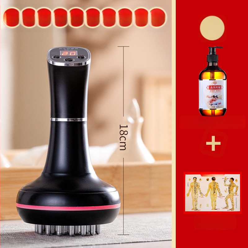 Elektrinė meridijaninė šepetėlis ir pilvo masažuoklis su 20 greičiais, šviesos terapija ir karštasis kompresas – namų naudojimui (20 greičių; šviesos terapija; karštasis kompresas)