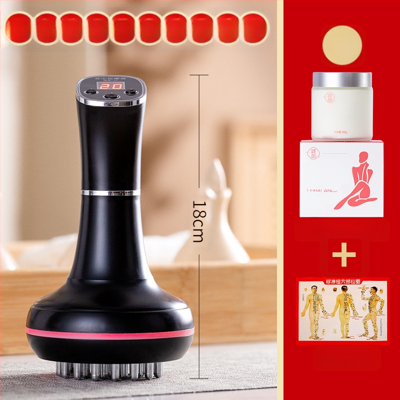 Elektrinė meridijaninė šepetėlis ir pilvo masažuoklis su 20 greičiais, šviesos terapija ir karštasis kompresas – namų naudojimui (20 greičių; šviesos terapija; karštasis kompresas)