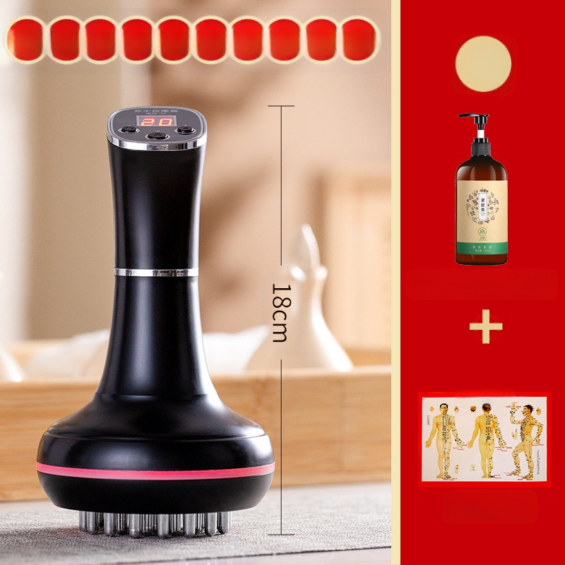 Elektrinė meridijaninė šepetėlis ir pilvo masažuoklis su 20 greičiais, šviesos terapija ir karštasis kompresas – namų naudojimui (20 greičių; šviesos terapija; karštasis kompresas)