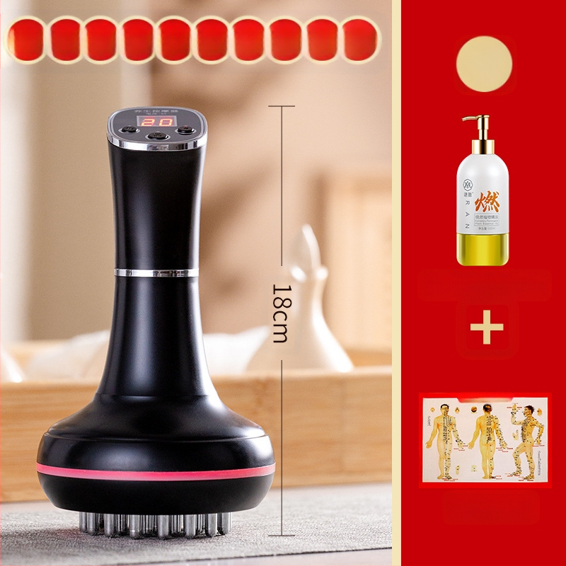 Elektrinė meridijaninė šepetėlis ir pilvo masažuoklis su 20 greičiais, šviesos terapija ir karštasis kompresas – namų naudojimui (20 greičių; šviesos terapija; karštasis kompresas)