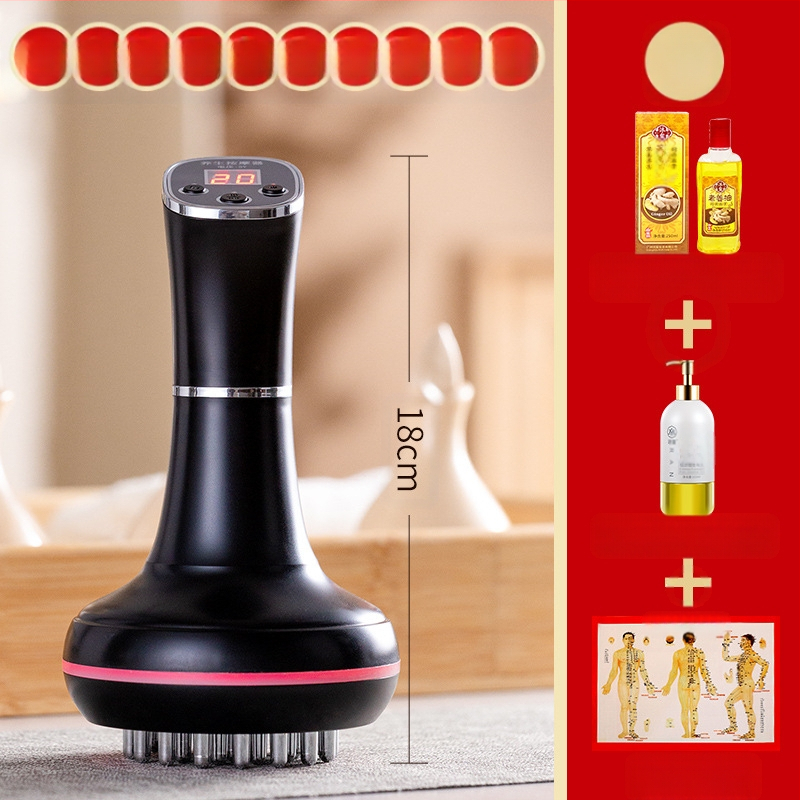 Elektrinė meridijaninė šepetėlis ir pilvo masažuoklis su 20 greičiais, šviesos terapija ir karštasis kompresas – namų naudojimui (20 greičių; šviesos terapija; karštasis kompresas)