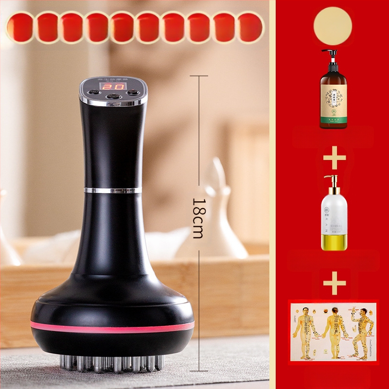 Elektrinė meridijaninė šepetėlis ir pilvo masažuoklis su 20 greičiais, šviesos terapija ir karštasis kompresas – namų naudojimui (20 greičių; šviesos terapija; karštasis kompresas)