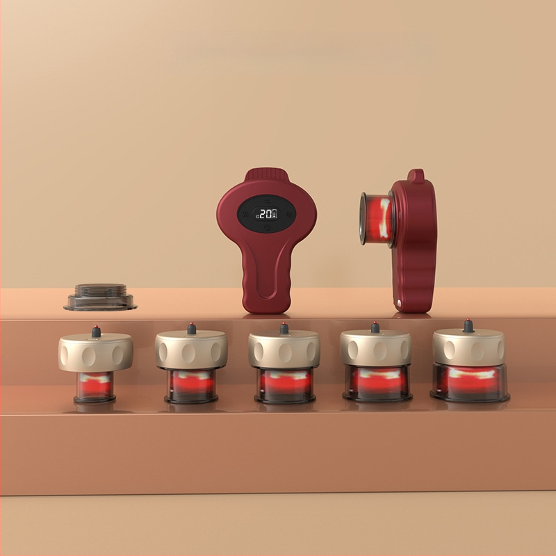 Elektriskā inteleģentā vakuuma masāžas ierīce ar apkuri, USB barošana, ABS korpuss, 4 ātrumi, 1200 mA baterija, CE sertifikāts