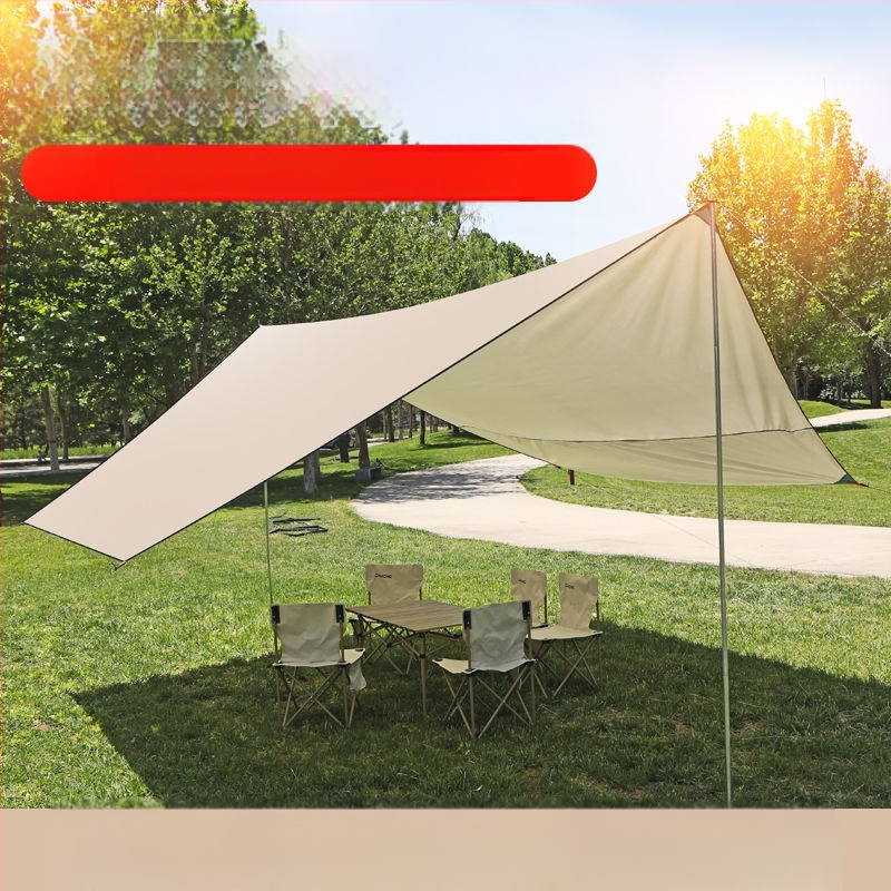 Vinilinė pavėsinė palapinė su stalu ir kėdėmis – kemptingo komplektas iš šešių dalių, apsauga nuo saulės, vėjo ir lietaus, didelis skėtis; keturi metų laikai, svoris 2900 g, stiebo medžiaga: sustiprintas geležies strypas, išorinė palapinė: titano juoda dan