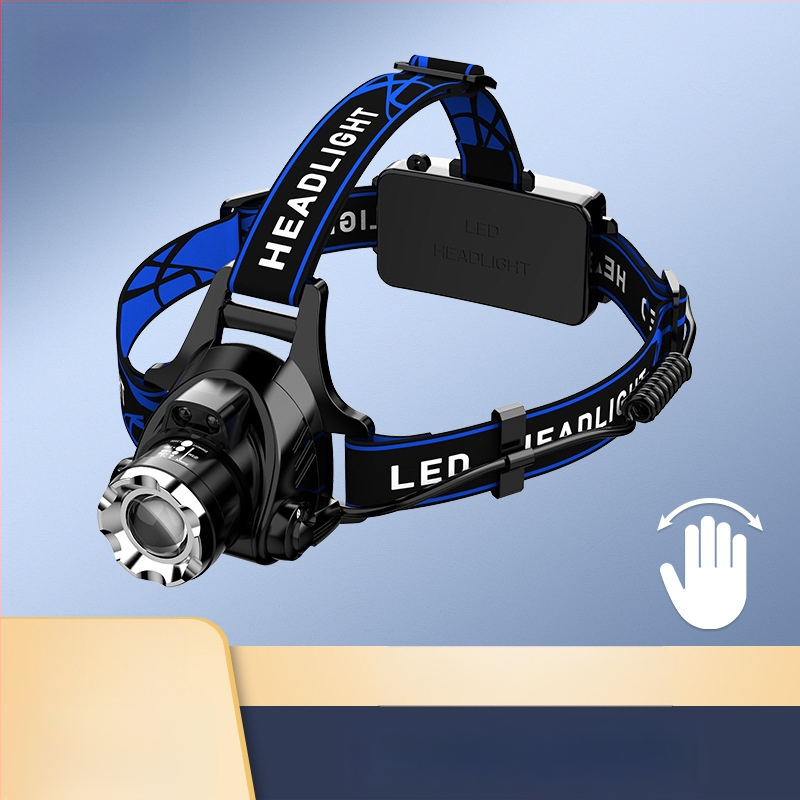 LED galvos žibintas su teleskopiniu zoomu – modelis V9, įkraunamas, indukcinis jungiklis, atsparus vandeniui