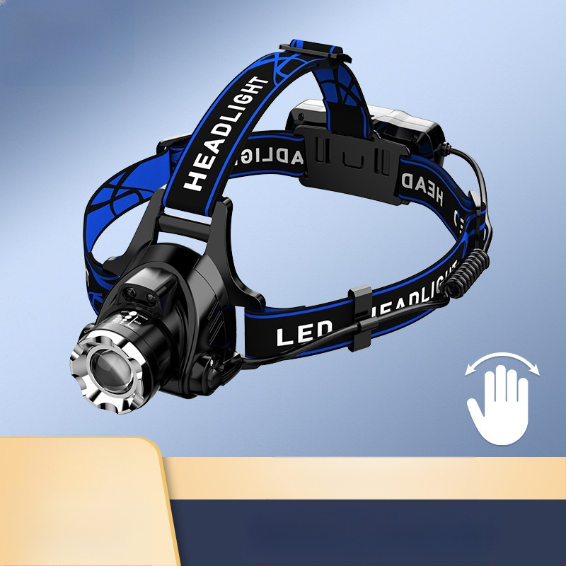 LED galvos žibintas su teleskopiniu zoomu – modelis V9, įkraunamas, indukcinis jungiklis, atsparus vandeniui