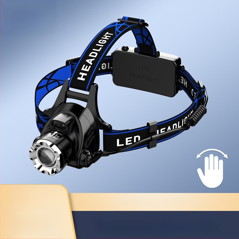 LED galvos žibintas su teleskopiniu zoomu – modelis V9, įkraunamas, indukcinis jungiklis, atsparus vandeniui