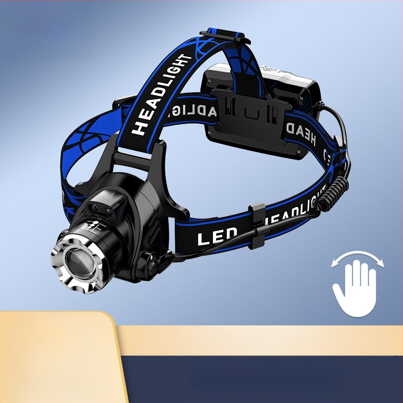 LED galvos žibintas su teleskopiniu zoomu – modelis V9, įkraunamas, indukcinis jungiklis, atsparus vandeniui