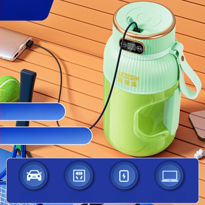 Nešiojamas vaisių ir daržovių sultų spaudimo aparatas, talpa 601–800 ml, galia 200 W, greitis 20001–22000 rpm, 5+ peilių, integruota baterija