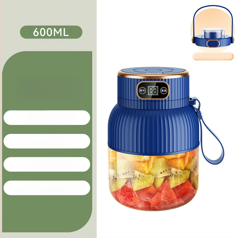 Nešiojamas vaisių ir daržovių sultų spaudimo aparatas, talpa 601–800 ml, galia 200 W, greitis 20001–22000 rpm, 5+ peilių, integruota baterija