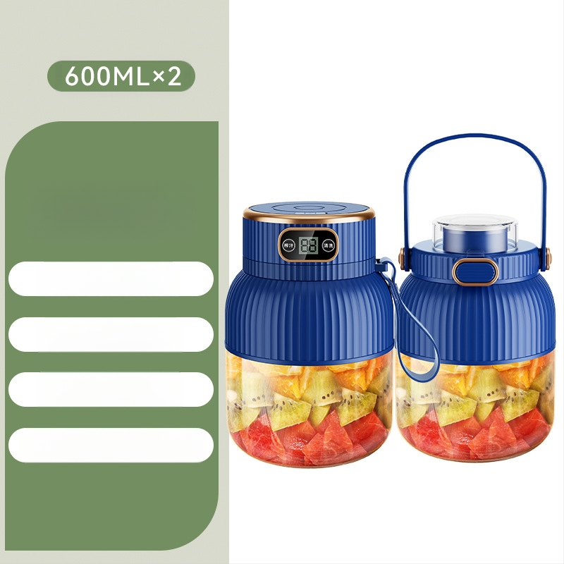 Nešiojamas vaisių ir daržovių sultų spaudimo aparatas, talpa 601–800 ml, galia 200 W, greitis 20001–22000 rpm, 5+ peilių, integruota baterija