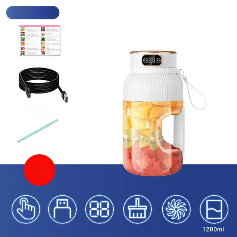 Nešiojamas vaisių ir daržovių sultų spaudimo aparatas, talpa 601–800 ml, galia 200 W, greitis 20001–22000 rpm, 5+ peilių, integruota baterija