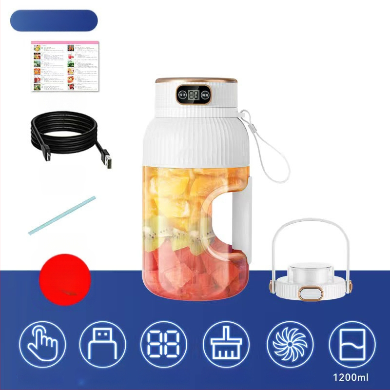 Nešiojamas vaisių ir daržovių sultų spaudimo aparatas, talpa 601–800 ml, galia 200 W, greitis 20001–22000 rpm, 5+ peilių, integruota baterija