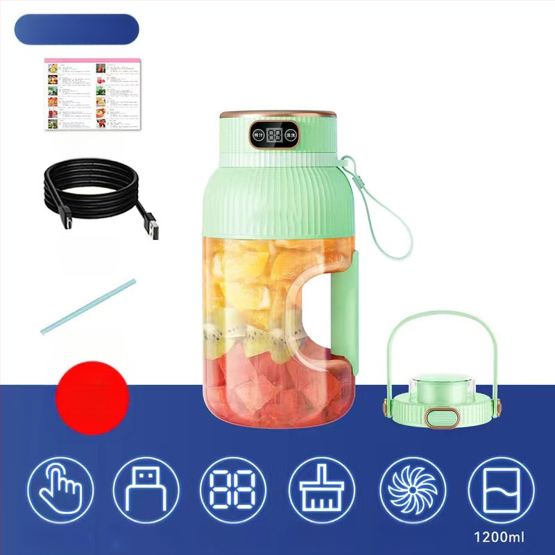 Nešiojamas vaisių ir daržovių sultų spaudimo aparatas, talpa 601–800 ml, galia 200 W, greitis 20001–22000 rpm, 5+ peilių, integruota baterija