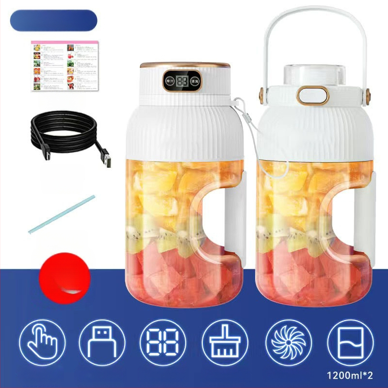 Nešiojamas vaisių ir daržovių sultų spaudimo aparatas, talpa 601–800 ml, galia 200 W, greitis 20001–22000 rpm, 5+ peilių, integruota baterija