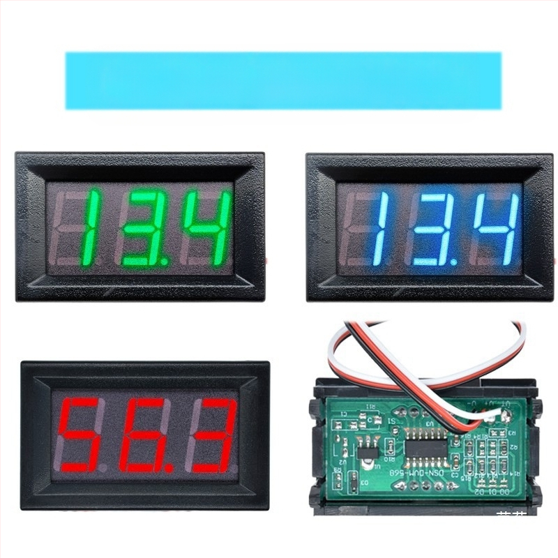 DC 0-100V мини волтметър за AC/DC с цифров дисплей, 2/3‑проводно свързване, за батерия на електрически автомобил