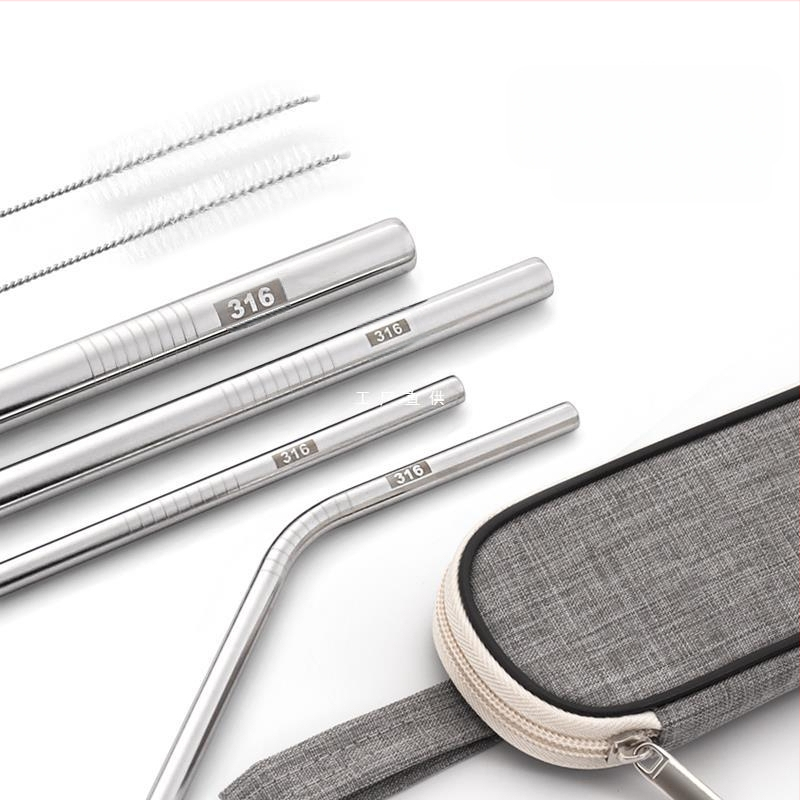 Gėrimų šiaudelis iš 316 nerūdijančio plieno, tiesūs, nešiojamas namų naudojimui su pienu, kava ar koše