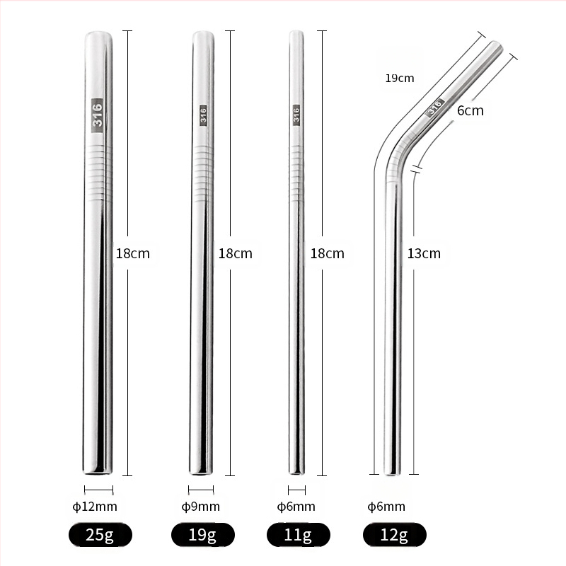Gėrimų šiaudelis iš 316 nerūdijančio plieno, tiesūs, nešiojamas namų naudojimui su pienu, kava ar koše