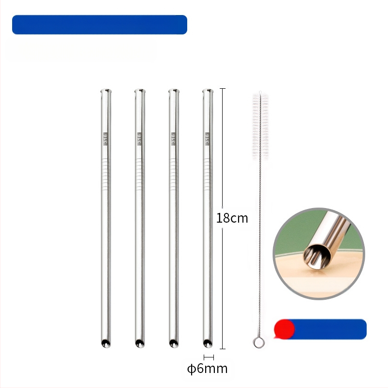 Gėrimų šiaudelis iš 316 nerūdijančio plieno, tiesūs, nešiojamas namų naudojimui su pienu, kava ar koše