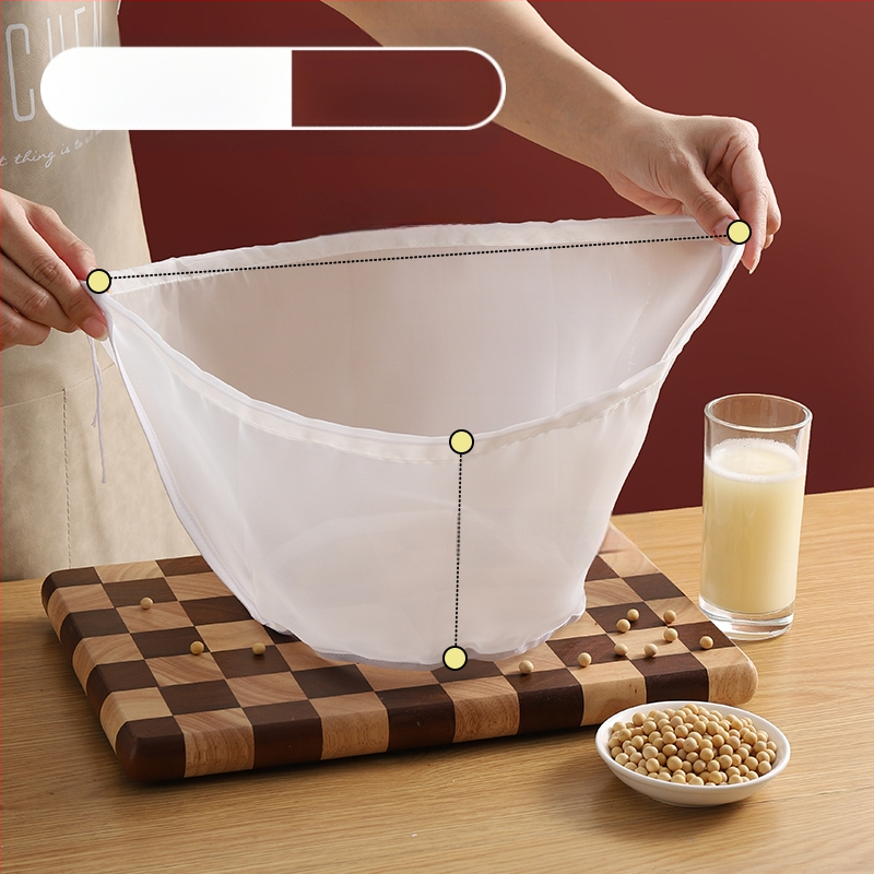 Sojų pieno filtravimo maišelis, ultra plona nailono tinkle, maisto kokybė, aukštos temperatūros atsparumas