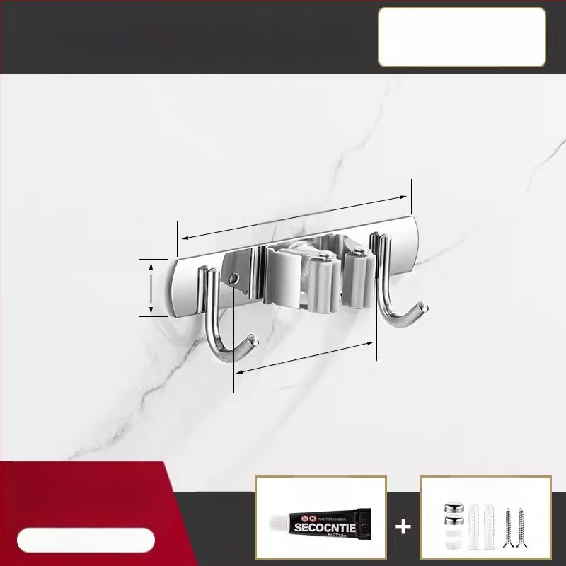 304 неръждаема стомана – държач за моп и мултифункционална закачалка за метла, баня, CE сертифициран полирана повърхност, Yong Qi, 0.5 кг, Сертификат CCI20070040CER