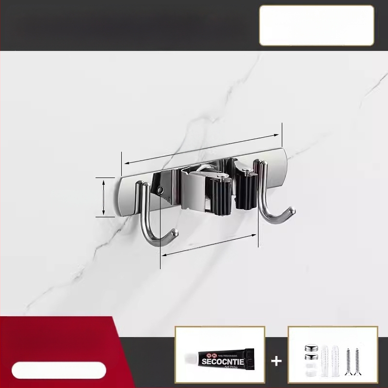 304 неръждаема стомана – държач за моп и мултифункционална закачалка за метла, баня, CE сертифициран полирана повърхност, Yong Qi, 0.5 кг, Сертификат CCI20070040CER