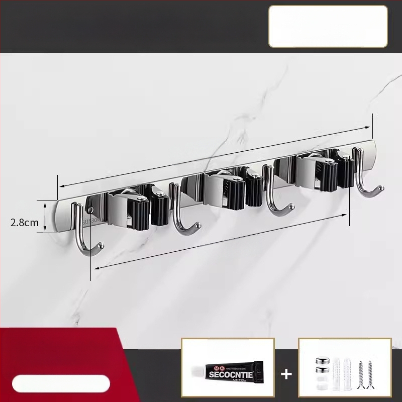 304 неръждаема стомана – държач за моп и мултифункционална закачалка за метла, баня, CE сертифициран полирана повърхност, Yong Qi, 0.5 кг, Сертификат CCI20070040CER
