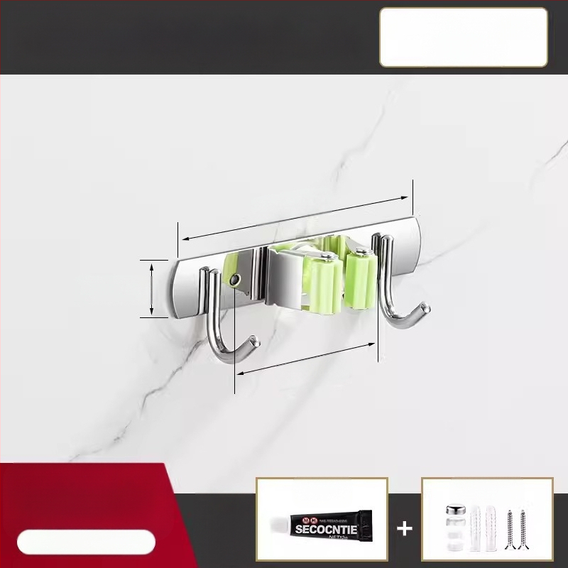 304 неръждаема стомана – държач за моп и мултифункционална закачалка за метла, баня, CE сертифициран полирана повърхност, Yong Qi, 0.5 кг, Сертификат CCI20070040CER