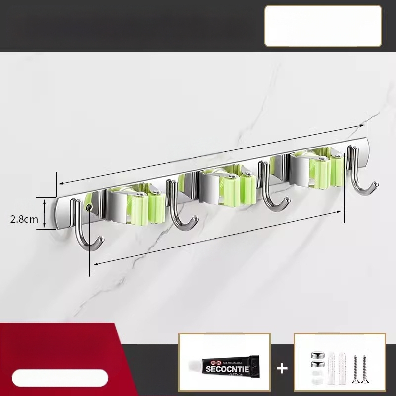 304 неръждаема стомана – държач за моп и мултифункционална закачалка за метла, баня, CE сертифициран полирана повърхност, Yong Qi, 0.5 кг, Сертификат CCI20070040CER