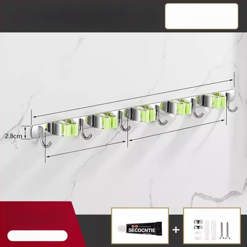 304 неръждаема стомана – държач за моп и мултифункционална закачалка за метла, баня, CE сертифициран полирана повърхност, Yong Qi, 0.5 кг, Сертификат CCI20070040CER
