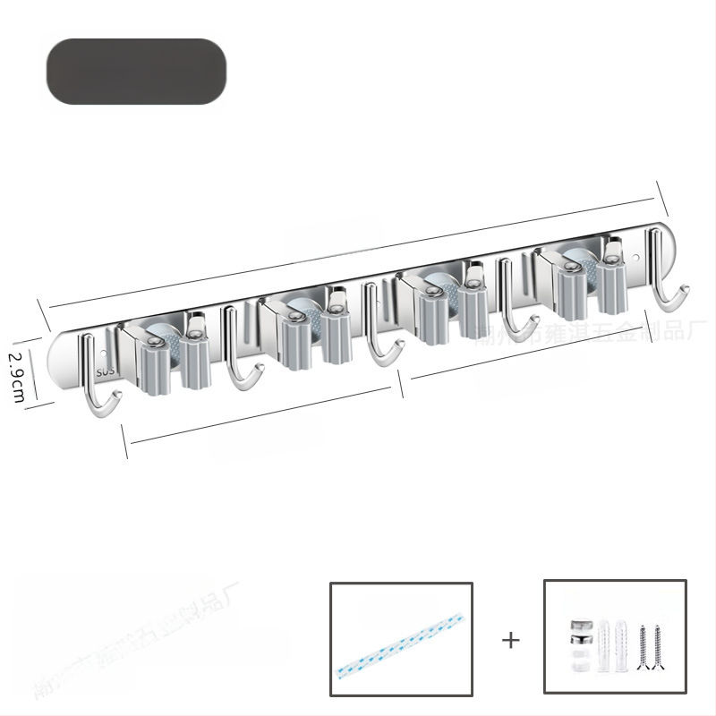 304 неръждаема стомана – държач за моп и мултифункционална закачалка за метла, баня, CE сертифициран полирана повърхност, Yong Qi, 0.5 кг, Сертификат CCI20070040CER