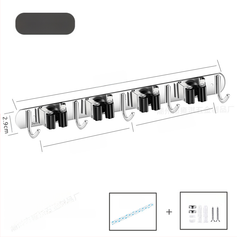 304 неръждаема стомана – държач за моп и мултифункционална закачалка за метла, баня, CE сертифициран полирана повърхност, Yong Qi, 0.5 кг, Сертификат CCI20070040CER