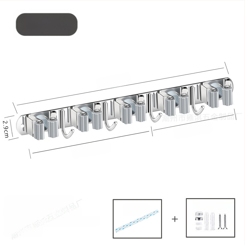 304 неръждаема стомана – държач за моп и мултифункционална закачалка за метла, баня, CE сертифициран полирана повърхност, Yong Qi, 0.5 кг, Сертификат CCI20070040CER