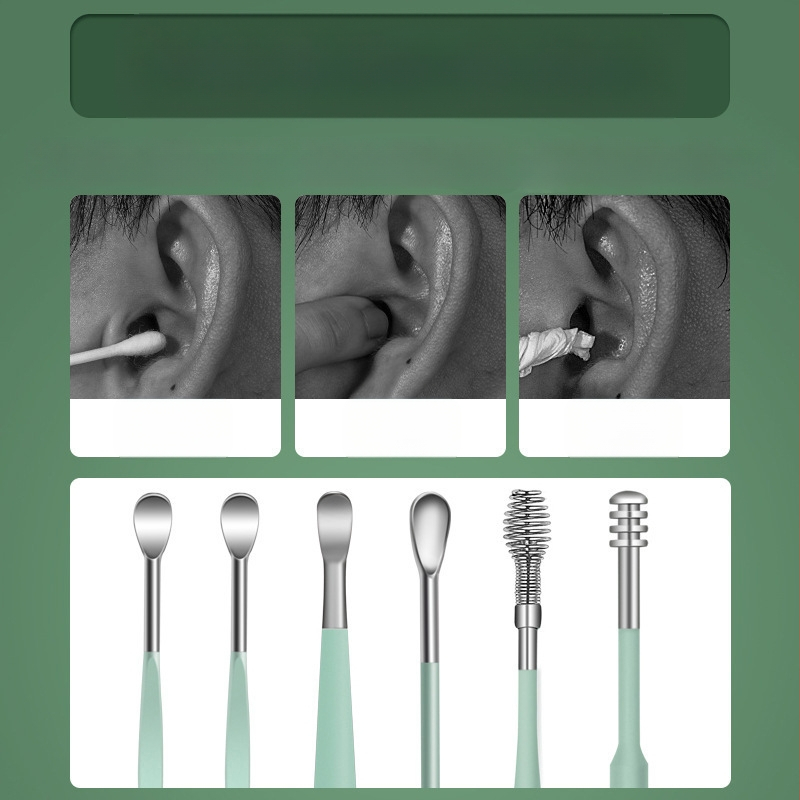 Σετ κουταλιών αυτιών με φορητό σπειροειδή σχεδιασμό; υλικό: χάλυβας άνθρακα; μάρκα: Other; για παιδιά και ενήλικες