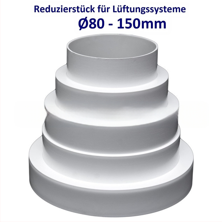 PVC редуктор за вентилационна тръба – пластмасов, адаптер през стената, дебел и удължен дизайн