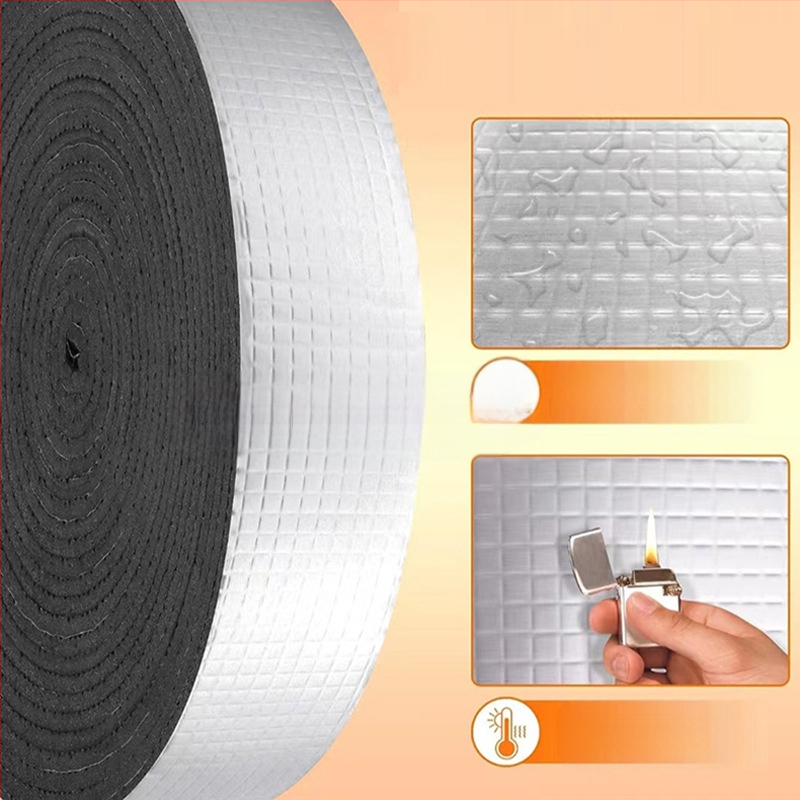 Öntapadós alumíniumcső-szigetelő szalag kültéri téli használatra; alapréteg: butilkaucsuk; ragasztórendszer: gumi alapú; sorozat: hőszigetelés, tűzvédelmi és vízálló; alkalmazás: vízvezetékek javítása