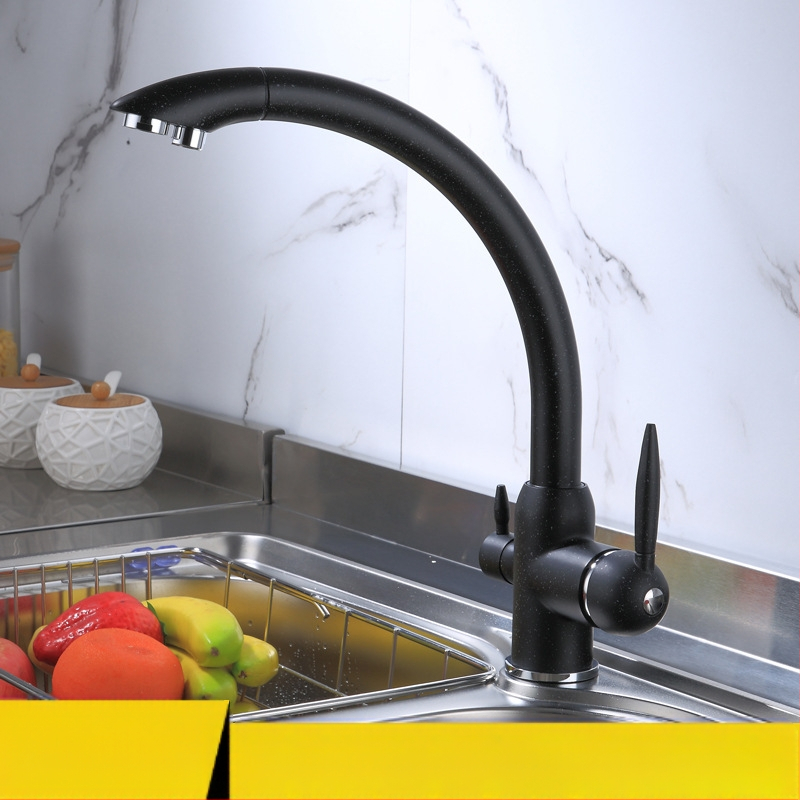 Кухненски въртящ се смесител за мивка с директна питейна вода – медно тяло, керамичен клапан, 0–90°C, модел 662-2, входове M10x1