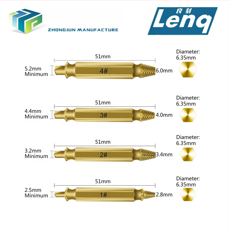 Екстрактор за счупени винтове с двойна глава в комплект инструментални аксесоари, тегло 0,08 кг, минимално количество опаковки 4
