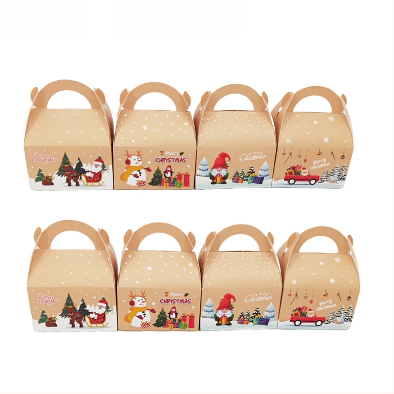 Independent kvadratinės popierinės saldumynų dėžutės su cartoon stiliumi, 24 vnt., tinkamos Kalėdų vakarėliams ir vestuvėms