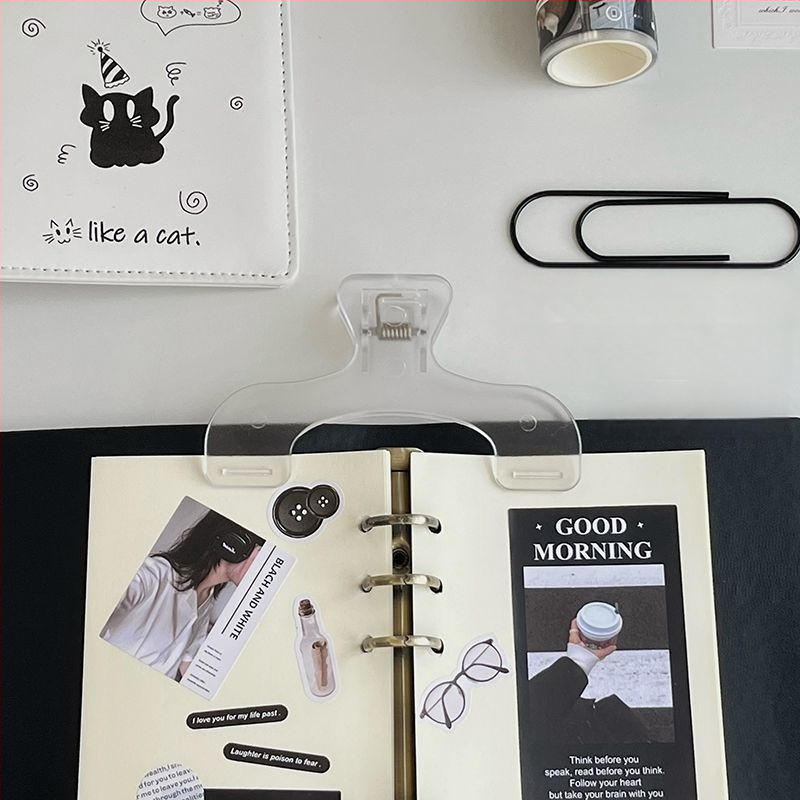 Skaidrus plastikinis užrašų laikiklis – studentams, daugiafunkcinis su tvirta fiksacija