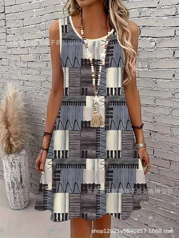 Дамски безръкав потник — 3D дигитален принт, свободен силует, средна дължина (65–80 см), полиестер 95%+