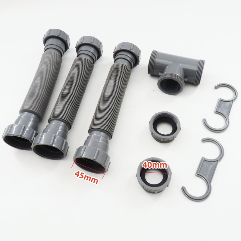 Αποχετευτικός σωλήνας νεροχύτη - ευέλικτος και αποσπώμενος, βρετανικού τύπου αποχέτευση, πλαστικός, μοντέλο 241029-08, μοντέρνο μινιμαλιστικό σχέδιο, διαθεσιμότητα προσαρμογής