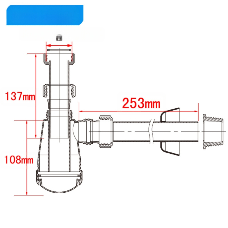 Fali beépítésű mosdólefolyó GF027C005 | Márka: Tianli Water | Anyag: PP | Szagkontrollált lefolyó