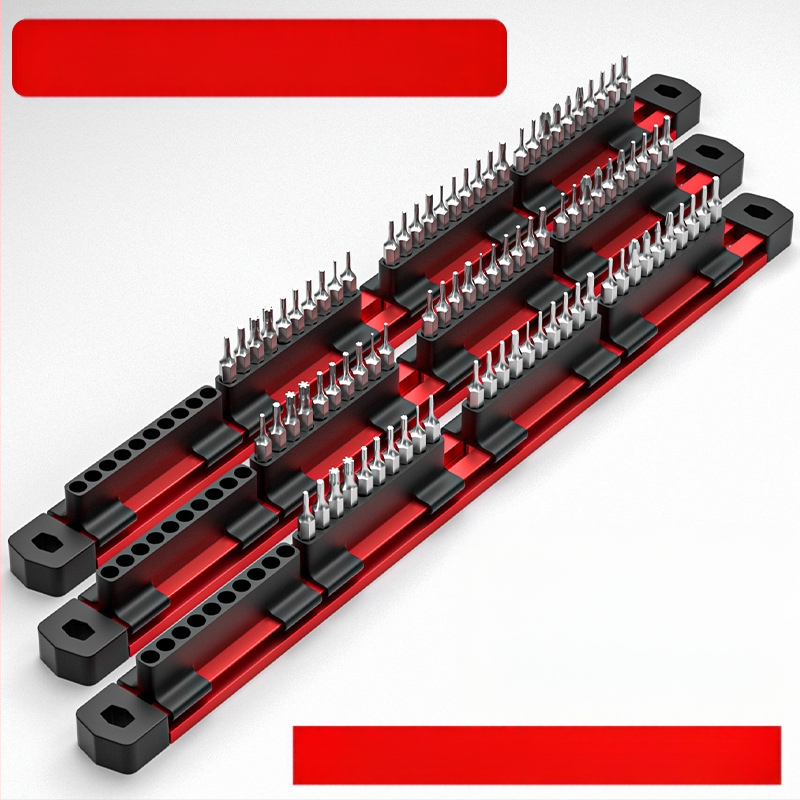 Aliuminio bitų saugojimo juosta su gėlės formos šešiakampiu rankena ir bitų laikikliu