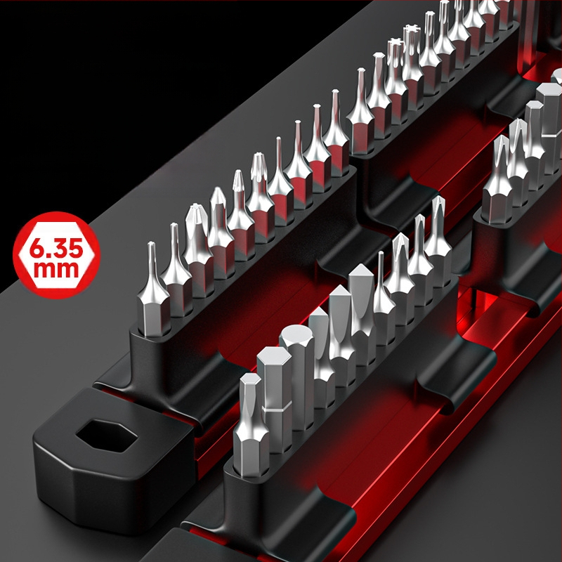 Aliuminio bitų saugojimo juosta su gėlės formos šešiakampiu rankena ir bitų laikikliu