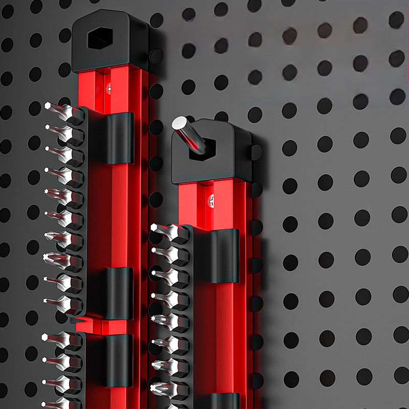 Aliuminio bitų saugojimo juosta su gėlės formos šešiakampiu rankena ir bitų laikikliu