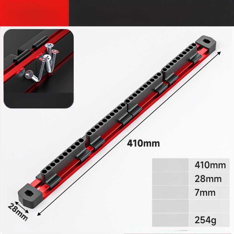 Aliuminio bitų saugojimo juosta su gėlės formos šešiakampiu rankena ir bitų laikikliu