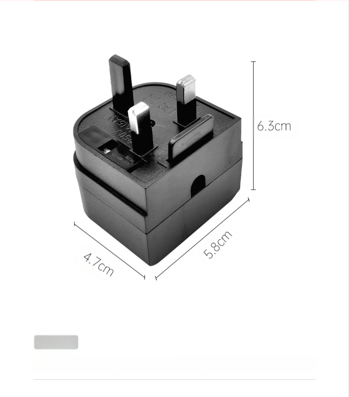 Kelioninis adapteris EU–UK, dvi kištukų lizdai, 250V, 2.5A, korpusas PC+ABS lydinys, varinis laidininkas GB, CE