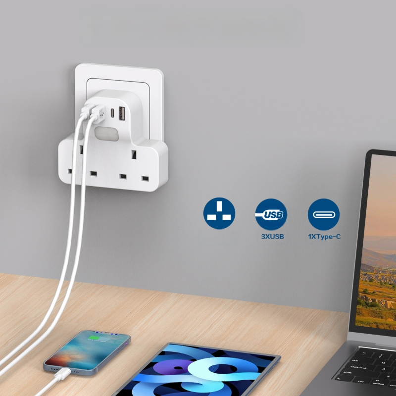 Thunder God kelioninis įkroviklis su maitinimo keitikliu — Britijos standartas kištukas ir lizdė, CE sertifikatas, daugiafunkcinis tarptautinis adapteris