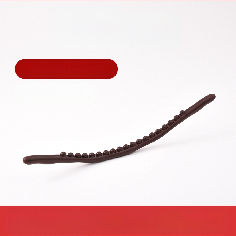 Medinė masažo lazdelė su 19 karoliukų visam kūnui – mechaninis valdymas, apvali masažo galvutė, be energijos tiekimo, besikeičiantis greitis